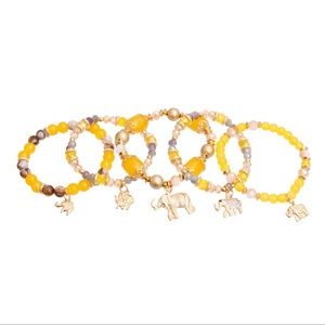 Yellow Elephant Bracelet Set